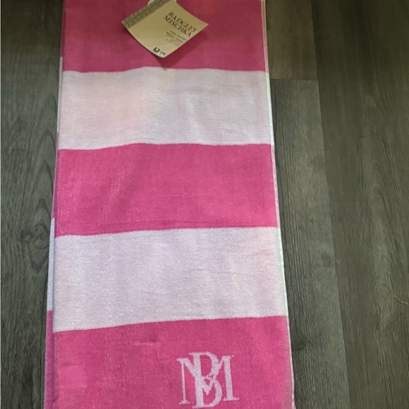 Pink and White Striped Beach Towel - Picture 1 of 1